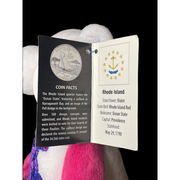2001 Limited Treasures Rhode Island State Quarter Coin Bean Bear Plush - Picture 4 of 4